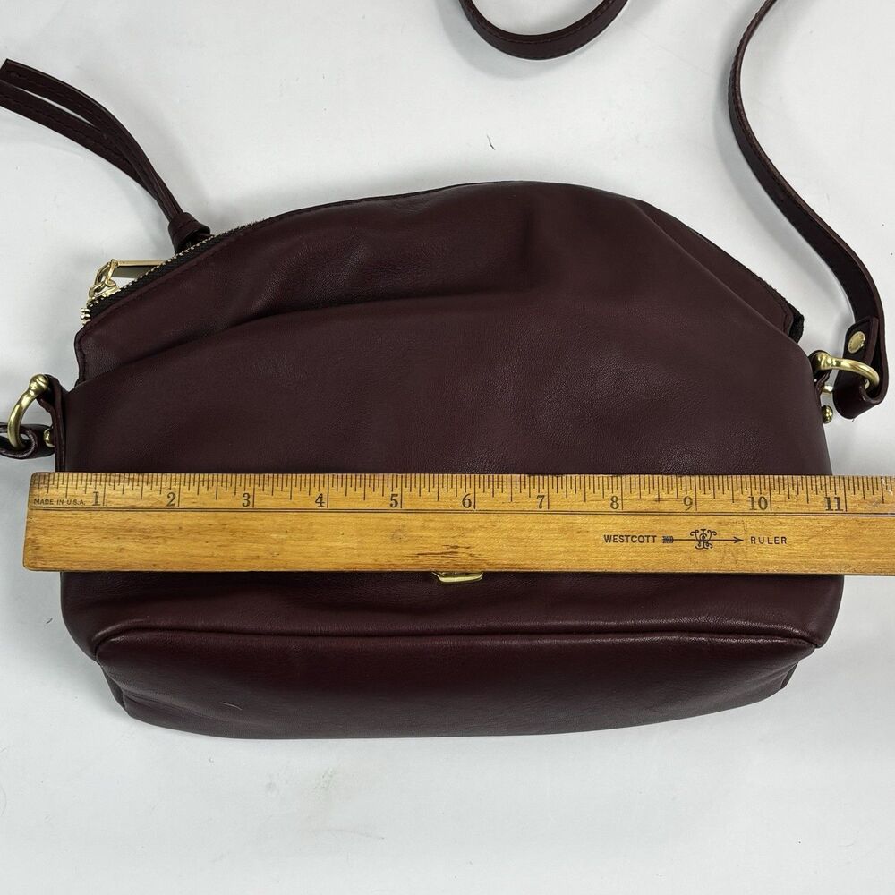Vintage Brahmin Bag Smooth Burgundy Leather Purse Authentic Gold Ship Logo Soft - Picture 16 of 16